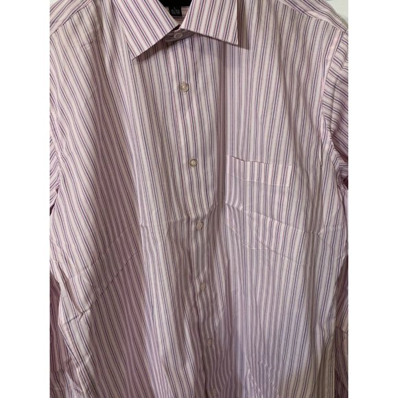 Adolfo Button Up Shirt Men's Size L 16/16 1/2‎ 34/35 Pink Striped - Picture 5 of 8
